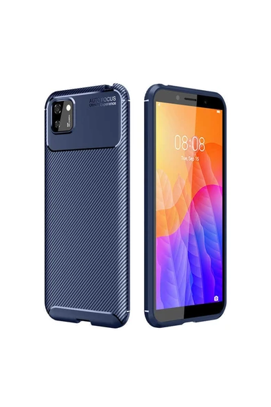 Huawei Y5p Kılıf Kamera Çıkıntılı Karbon Fiber Dokulu Renk Atmaz Kapak (negro)