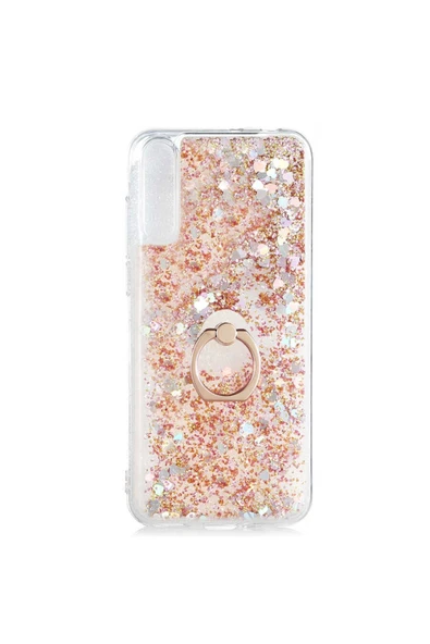 Huawei P S (y8p) Kılıf Sıvılı Akışkanlı Renkli Desenli Simli Yüzüklü Silikon ürün görseli