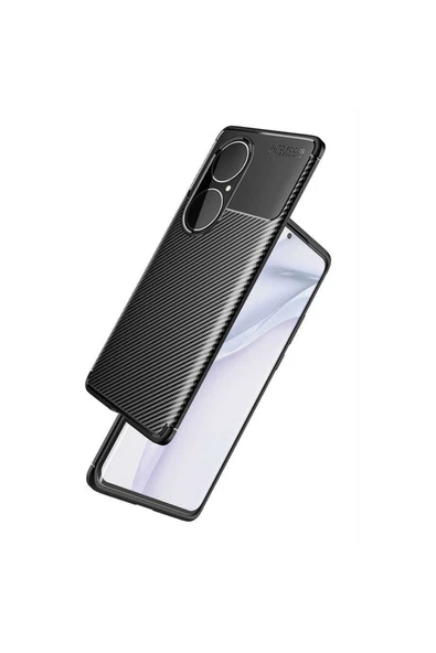 Huawei P50 Pro Kılıf Kamera Çıkıntılı Karbon Fiber Dokulu Renk Atmaz Kapak (negro) - Resim 4