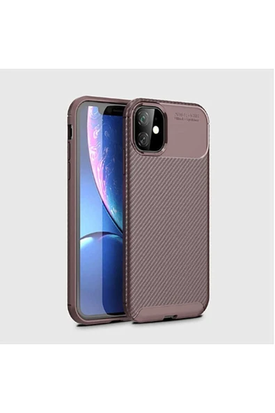 Iphone 11 Kılıf Kamera Çıkıntılı Karbon Fiber Dokulu Renk Atmaz Kapak (NEGRO) - Resim 3