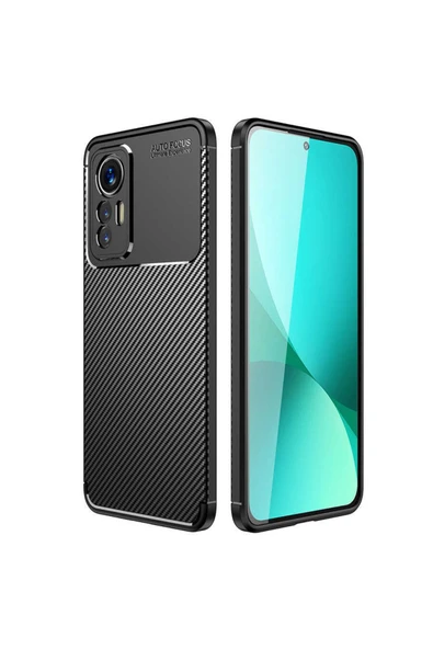 Xiaomi Mi 12 Lite Kılıf Kamera Çıkıntılı Karbon Fiber Dokulu Renk Atmaz Kapak (negro)