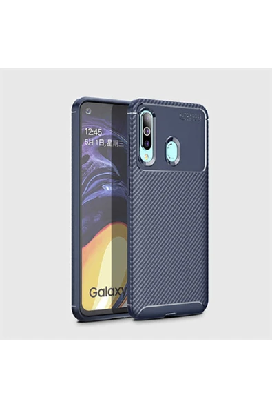 Samsung Galaxy A20s Kılıf Kamera Çıkıntılı Karbon Fiber Dokulu Renk Atmaz Kapak (negro) - 2
