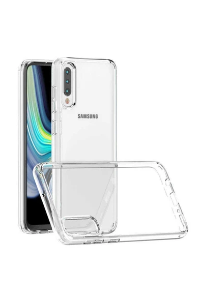 Samsung Galaxy A70 Kılıf Kamera Çıkıntılı Şeffaf Darbe Emici Sert Silikon Kapak (coss)