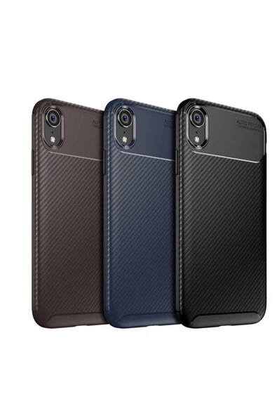Iphone Xr 6.1 Kamera Çıkıntılı Karbon Fiber Dokulu Renk Atmaz Koruyucu Kapak (NEGRO) - 4