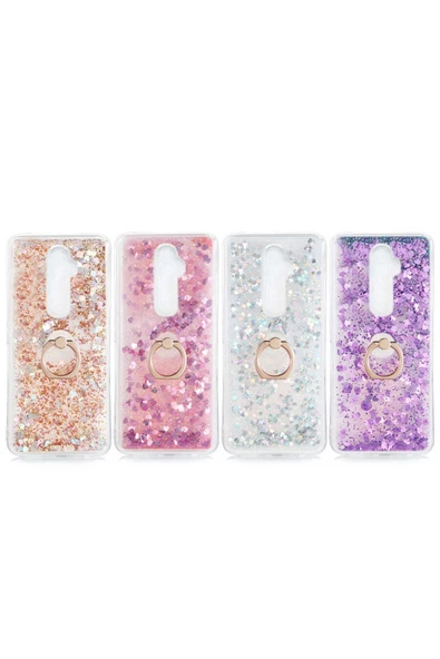 Oppo Reno 2z Kılıf Sıvılı Akışkanlı Renkli Desenli Simli Yüzüklü Silikon Kapak (milce) - 3