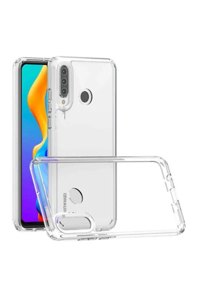Huawei P30 Lite Kılıf Kamera Çıkıntılı Şeffaf Darbe Emici Sert Silikon Kapak (coss)
