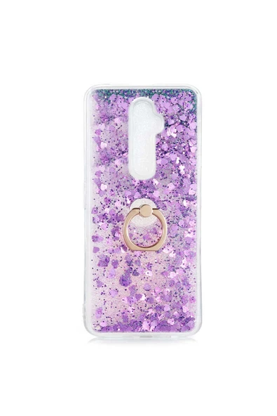 Oppo Reno 2z Kılıf Sıvılı Akışkanlı Renkli Desenli Simli Yüzüklü Silikon Kapak (milce) - 2