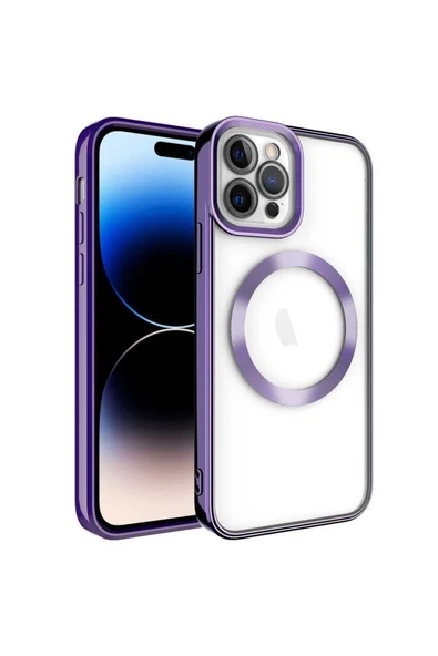 Iphone 14 Pro Max Kılıf Magsafe Şarj Destekli Kamera Korumalı Kenarları Renkli Kapak (SETRO) - Resim 2