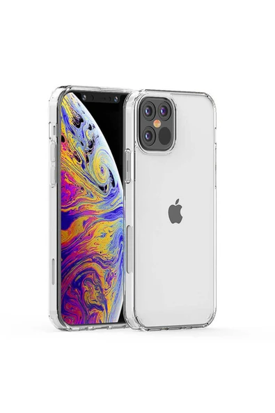 Iphone 12 Pro Max Kılıf Kamera Çıkıntılı Şeffaf Darbe Emici Sert Silikon Kapak -coss! - Resim 3