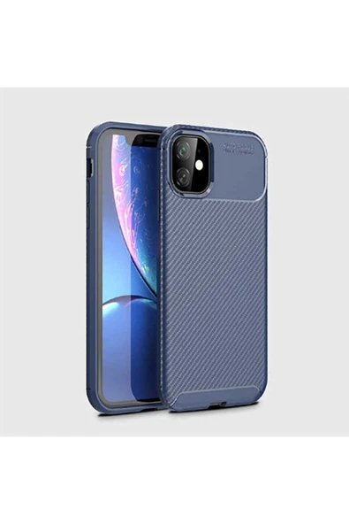 Iphone 11 Kılıf Kamera Çıkıntılı Karbon Fiber Dokulu Renk Atmaz Kapak (NEGRO) - Resim 2