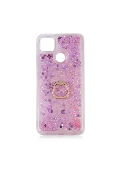 Xiaomi Redmi 9c Kılıf Sıvılı Akışkanlı Renkli Desenli Simli Yüzüklü Silikon Kapak (milce) ürün görseli