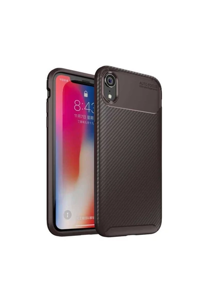 Iphone Xr 6.1 Kamera Çıkıntılı Karbon Fiber Dokulu Renk Atmaz Koruyucu Kapak (NEGRO) - 2