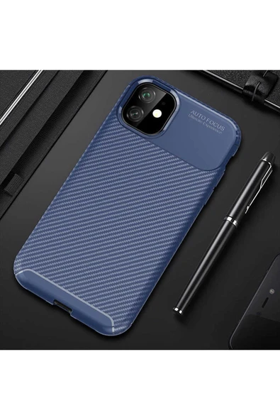 Iphone 11 Kılıf Kamera Çıkıntılı Karbon Fiber Dokulu Renk Atmaz Kapak (NEGRO) ürün görseli