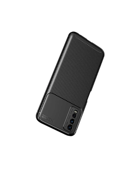 Vivo Y20s Kılıf Kamera Çıkıntılı Karbon Fiber Dokulu Renk Atmaz Kapak (negro) - Resim 3