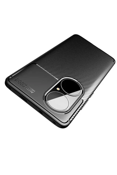 Huawei P50 Pro Kılıf Kamera Çıkıntılı Karbon Fiber Dokulu Renk Atmaz Kapak (negro) - Resim 3