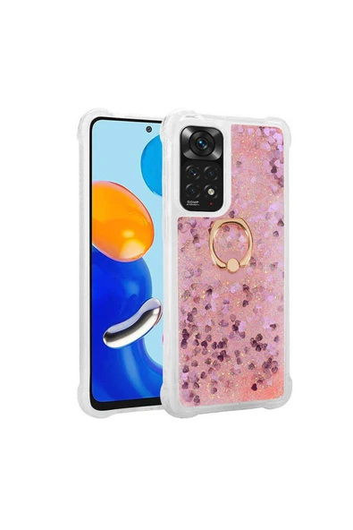 Xiaomi Redmi Note 11 Pro 5g Kılıf Sıvılı Akışkanlı Desenli Simli Yüzüklü Silikon Kapak (milce)