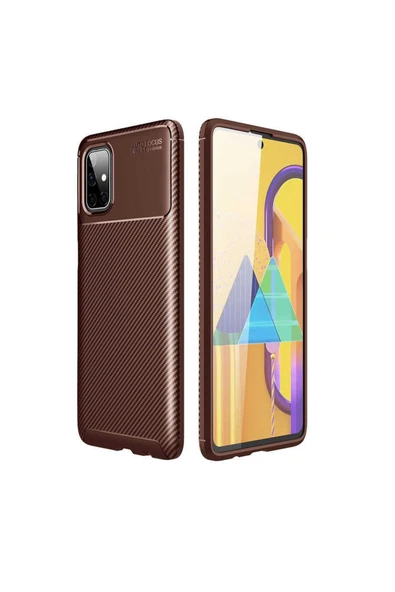 Samsung Galaxy M51 Kılıf Kamera Çıkıntılı Karbon Fiber Dokulu Renk Atmaz Kapak (negro)