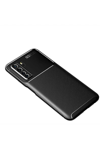 Huawei P40 Lite 5g Kılıf Kamera Çıkıntılı Karbon Fiber Dokulu Renk Atmaz Kapak (negro)