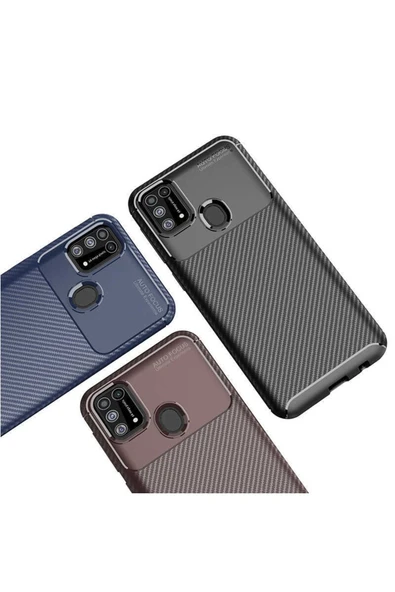 Samsung Galaxy M31 Kılıf Kamera Çıkıntılı Karbon Fiber Dokulu Renk Atmaz Kapak (negro) - 4