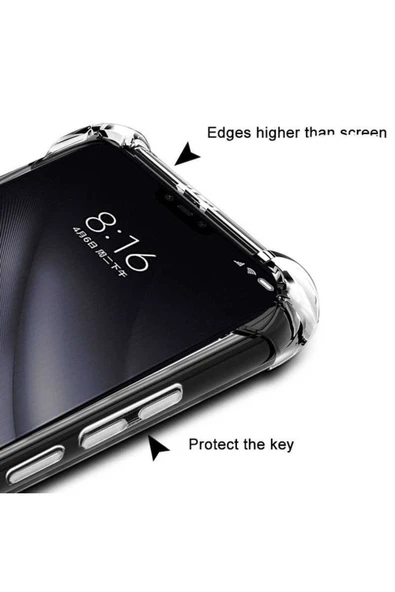 Xiaomi Mi 8 Lite Şeffaf Kılıf Köşelerde Darbelere Karşı Ultra Kalınlık (antishock) - Resim 4