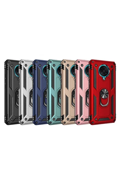 Xiaomi Poco F2 Pro Kılıf Tank Zırh Yüzüklü Mıknatıslı Standlı Kapak (vega) - Resim 4