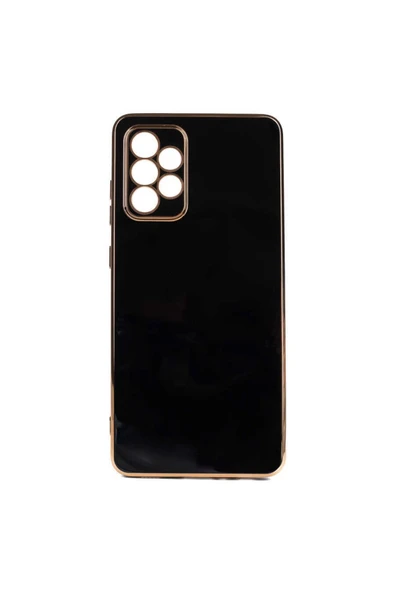Samsung Galaxy A13 4g Kılıf Parlak Kenarlı Altın Işlemeli Kamera Korumalı Kapak (bark)