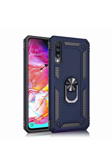 Samsung Galaxy A70 Kılıf Tank Zırh Yüzüklü Mıknatıslı Standlı Kapak (vega)