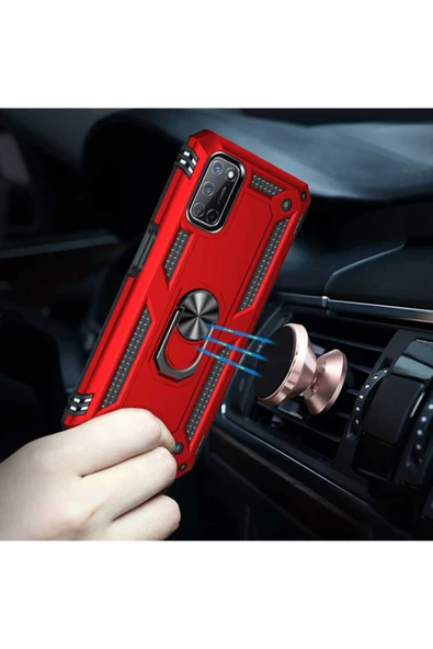 Oppo A92 Kılıf Tank Zırh Yüzüklü Mıknatıslı Standlı Kapak (vega) - 4