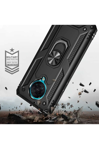 Xiaomi Poco F2 Pro Kılıf Tank Zırh Yüzüklü Mıknatıslı Standlı Kapak (vega) - Resim 3