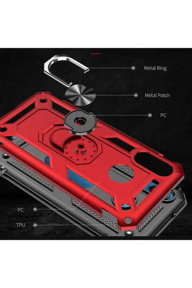 Huawei P20 Lite Kılıf Tank Zırh Yüzüklü Mıknatıslı Standlı Kapak (vega) - 4