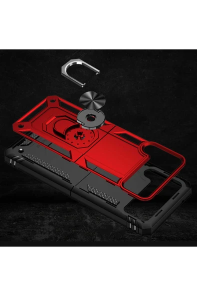 Samsung Galaxy Z Flip 3 Kılıf Tank Zırh Yüzüklü Mıknatıslı Standlı Kapak (vega) - Resim 4