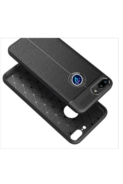 Iphone 7 Plus 8 Plus Kılıf Deri Görünümlü Renk Atmayan Dayanaklı Silikon Kapak (NİSS) - Resim 3