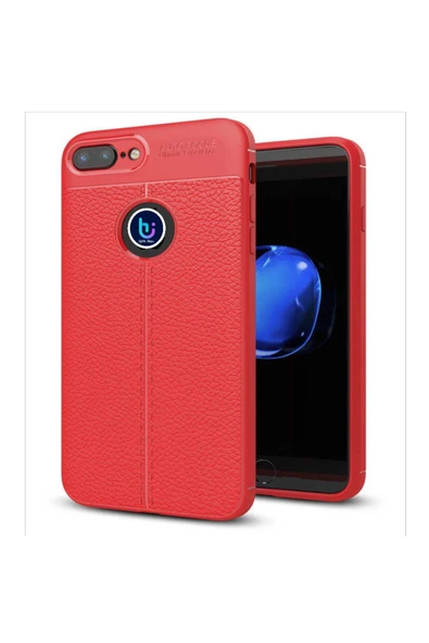 Iphone 7 Plus 8 Plus Kılıf Deri Görünümlü Renk Atmayan Dayanaklı Silikon Kapak (NİSS) - Resim 4