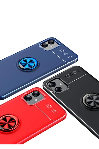 Samsung Galaxy A04e Kılıf Kamera Çıkıntılı Renkli Yüzüklü Standlı Mıknatıslı Kapak (ravel) - Resim 4