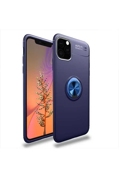 Iphone 11 Pro Max Kılıf Kamera Çıkıntılı Renkli Yüzüklü Standlı Mıknatıslı Kapak (RAVEL) - Resim 2