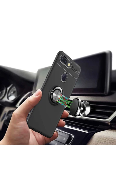 Xiaomi Mi 9 Kılıf Kamera Çıkıntılı Renkli Yüzüklü Standlı Mıknatıslı Kapak (ravel) - Resim 3