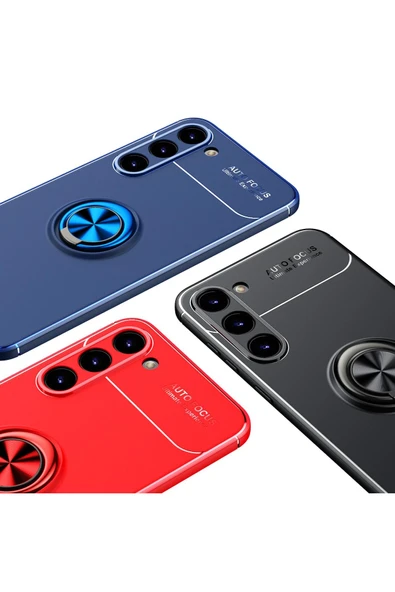 Samsung Galaxy S23 Kılıf Kamera Çıkıntılı Renkli Yüzüklü Standlı Mıknatıslı Kapak (ravel) - 4