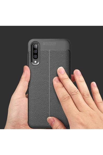 Samsung Galaxy A70 Kılıf Deri Görünümlü Renk Atmayan Dayanaklı Silikon Kapak (niss) - 4