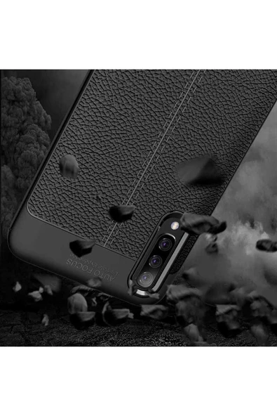 Samsung Galaxy A70 Kılıf Deri Görünümlü Renk Atmayan Dayanaklı Silikon Kapak (niss) - 5