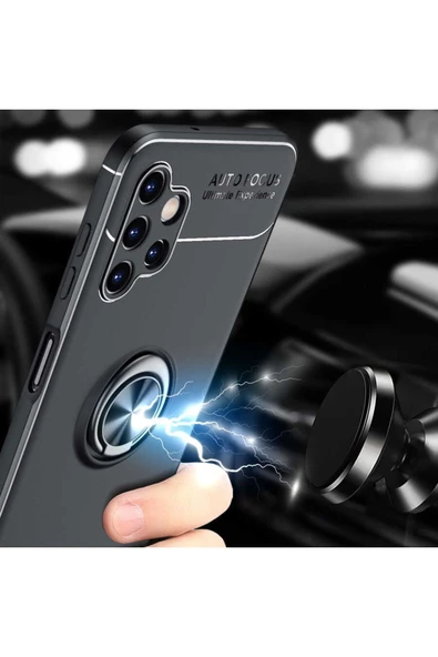 Samsung Galaxy A13 4g Kılıf Kamera Çıkıntılı Renkli Yüzüklü Standlı Mıknatıslı Kapak (ravel) - Resim 4