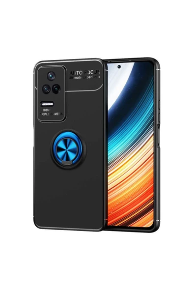 Xiaomi Poco F4 Kılıf Kamera Çıkıntılı Renkli Yüzüklü Standlı Mıknatıslı Kapak (ravel)