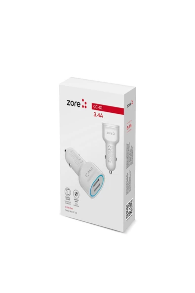 Hızlı Şarj Özellikli LED Işıklı Dual USB Araç Şarj Başlığı 18W (CC-01) - 5