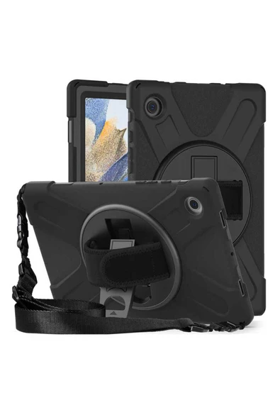 Samsung Galaxy Tab A8 10.5 SM-X200 (2021) Kılıf Askılı Standlı Tank Koruyucu Dönebilen Kapak (DEFE) - 2