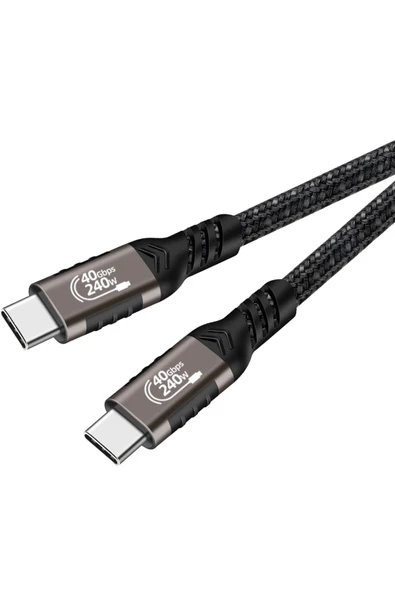 Siyah QG01 Type-C to Type-C USB4 PD Data Kablosu 240W 40Gbps 8K@60Hz 0.2 Metre-Zore