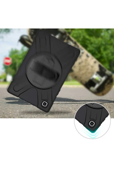 Samsung Galaxy Tab A7 10.4 T500 2020 Kılıf Askılı Standlı Tank Koruyucu Dönebilen Kapak (DEFENDER) - 3