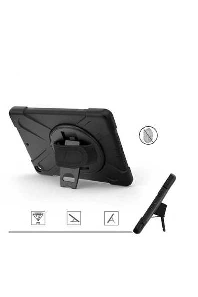 Apple iPad 10.2 2021 (9.Nesil) Kılıf Askılı Standlı Tank Koruyucu Dönebilen Kapak (DEFENDER) - 5