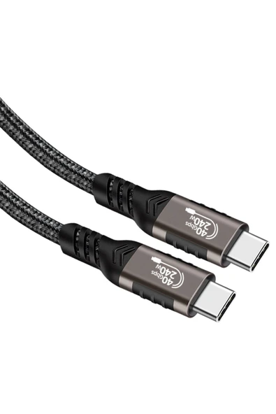 Siyah QG01 Type-C to Type-C USB4 PD Data Kablosu 240W 40Gbps 8K@60Hz 0.5 Metre-Zore - 4