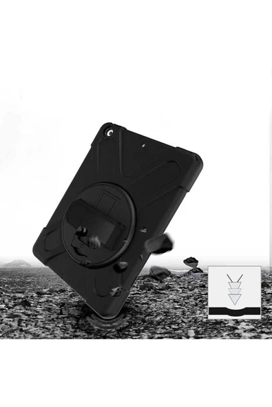 Apple iPad 10.2 2021 (9.Nesil) Kılıf Askılı Standlı Tank Koruyucu Dönebilen Kapak (DEFENDER) - 4