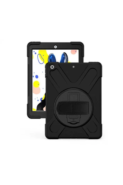 Apple iPad 10.2 2021 (9.Nesil) Kılıf Askılı Standlı Tank Koruyucu Dönebilen Kapak (DEFENDER) - 2