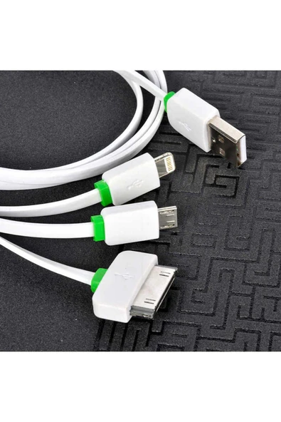 Beyaz High Speed 3 In 1 Lightning Micro Type-c Usb Kablo-heptekiletişim